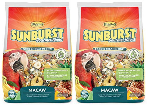 Higgins 2 Pack of Sunburst Gourmet Blend Macaw Food, 3 Pounds Each, with Protein Egg Food
