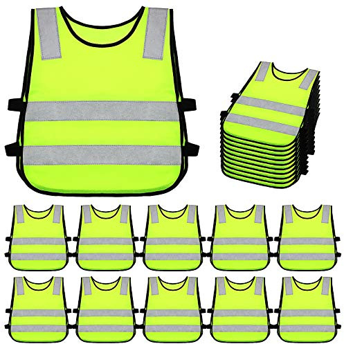 10 Pieces 2/10 Pcs Kids Safety Vests Bulk, Reflective, Construction, Green