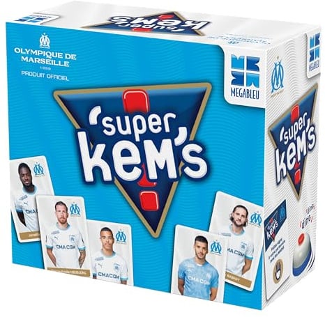 Megableu - Super Kems OM – Gesellschaftsspiel für Erwachsene & Kinder ab 6 Jahren – Edition Fußball Olympique de Marseille – Sammeln Sie 4 identische Karten – Kartenspiele – 4 Spieler – auf