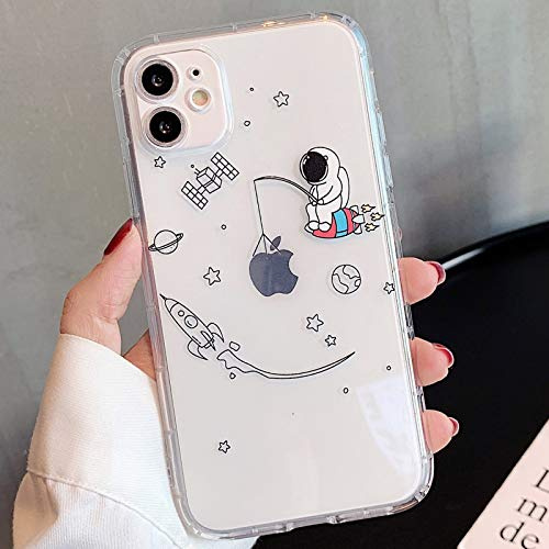 Tybiky Hülle für iPhone 11 Hüllen Case Kreatives Astronaut Muster Luftkissen Schutzhülle Ultra Dünn Silikon Airbag Handyhülle Bumper Chic Bling Kratzfest Cover für Apple iPhone 11, Rakete