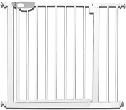Froadp Barrière de Sécurité Extensible, Barrière de Pression sans Perçage, Grilles de Porte Barrières pour Bébé et Chiens, Porte de Protection D'escalier en Métal Largeur Réglable(Blanc, 85-95cm)