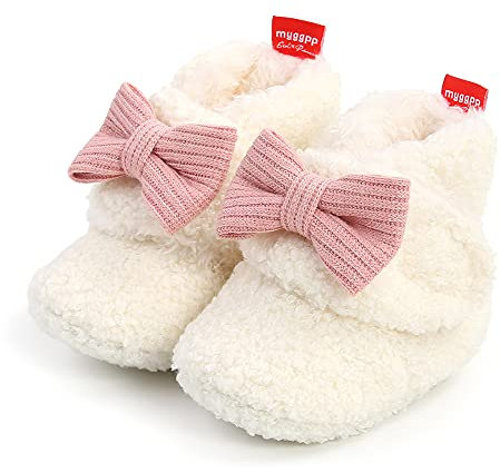 Sehfupoye Neonati maschi Stivali invernali caldi in pile Neonato Suola morbida Bowknot Prime scarpe da passeggio Neonati caldi Stivaletti in pile 0-6M