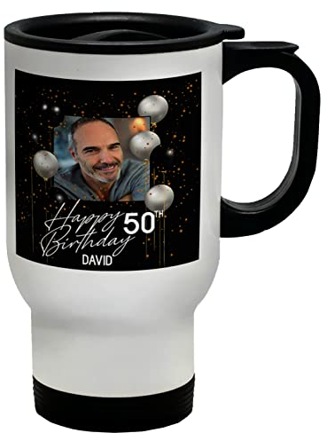 Shopagift Personalised Photo Travel Mug Cup Happy 50th Birthday