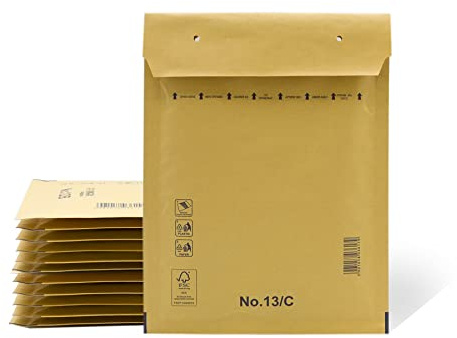 Gepolsterte Umschläge aus Polyethylen-Innenpolster, Farbe Braun, Versandtaschen mit Kapazität für Dokumente mit einer maximalen Fläche (10 Polsterumschläge, 180x260 mm)