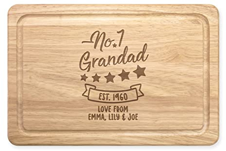 Personalizzato Tagliere Nonno Papà No.1 5 Stars Qualsiasi Nome IN Legno Carne Servire Tavola Personalizzato