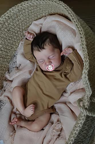 MineeQu 19 Zoll 48CM So Wirklich Verwurzelte Wimpern Echt Aussehen Schlafen Reborn Babypuppen Gefertigt aus Ganzkörper-Silikon-Vinyl Anatomisch korrekt Realistisch Neugeborenes Baby Junge Puppen