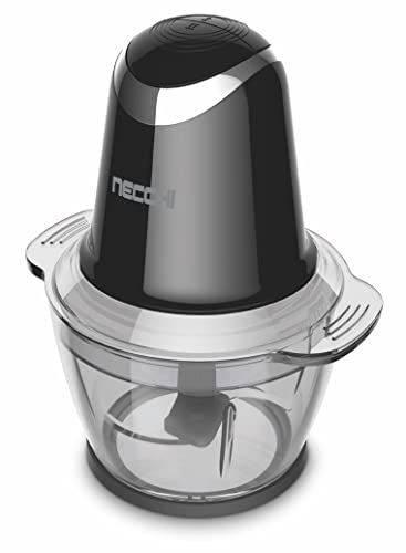 Necchi - NMC363AK-CB Tritatutto elettrico premium, chopper, Potenza 500W, ciotola in vetro da 0.5L, Lama in acciaio, Anello antiscivolo per la stabilità del tritatutto