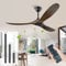132 cm/52 Zoll Deckenventilator für den Außenbereich, Deckenventilator aus Holz mit Fernbedienung, industrieller Deckenventiator mit 3 Flügeln und Gleichstrommotor für Schlafzimmer, Terrasse, Küche