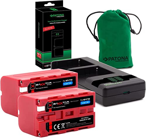 Baxxtar Pro NP-F750 Batteries 2X (7000 mAh - 50.4 Wh) avec Chargeur USB PD Performance 161951 (1500 mA) Compatible avec Sony NP-F970 NP-F750 NP-F960 NP-F570 NP-F550 etc