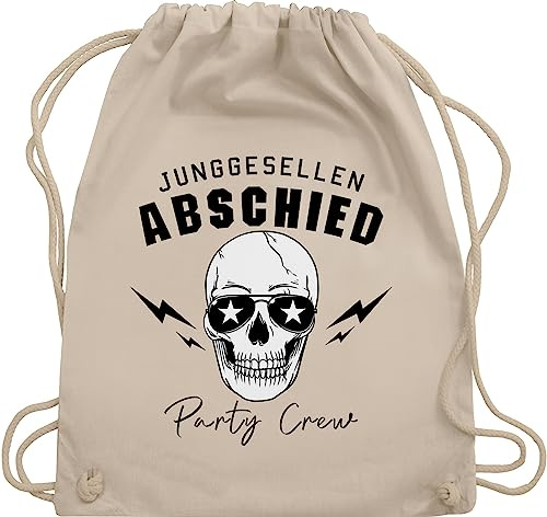 Turnbeutel Rucksack - JGA Junggesellenabschied Männer - Party Crew Totenkopf Team Bräutigam Team Groom - Unisize - Naturweiß - polter rucksäcke jungesellenabschied turnsackerl outfit