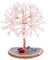 GEFIRE Arbre de Vie Pierre Naturelle, 9-10 cm Arbre de Cristal Cadeau Parfait d'ornement d'arbre de Cristal pour Chakra Reiki Gift Home Office Table Décoration Cadeau Ornement Sculpture (Rose)