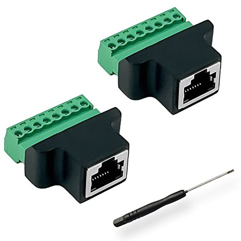 BRIEFCEC Covvy Adaptateur CCTV/DVR RJ45 Femelle Vers Bloc Terminal 8 Broches - Connecteur Ethernet Vers Vis (2 x Femelles)