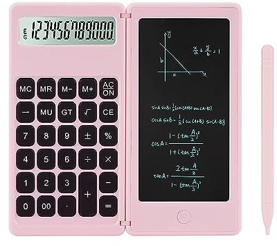 Desk Calculator, Desktop Small Calculators with Writing Notepad, Basic 4-Function Math Large Button Calculator, School Supplies for Kids, Middle/High School Students (Pink)