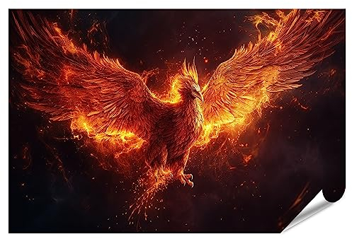 islandburner XXL Bild Poster Phönix Brennendes Feuer Vögel Mythische Kreaturen Premium Bilder Fotodruck JCDF-PGR