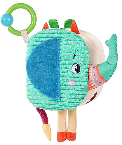 Aolso Baby-Stoffbücher, Lern- und Lehrbuch für Neugeborene, Kinder im Vorschulalter, Spielzeug-Stoffbücher, Weiche Stoffbücher für Babys, Interaktives Bilderbuch Babyspielzeug (Elefant)