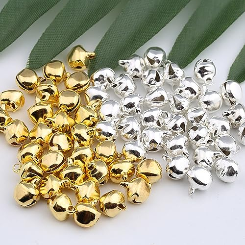 Glöckchen zum Basteln, 200 Stück Weihnachts kleine glöckchen Silber und golden klein, Mini-Glöckchen, Metallglöckchen für DIY Weihnachten Dekoration, Katzenspielzeug