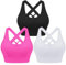 Leversic Sport BH Damen Push up, Sports Bra Ohne Bügel Sport BH Rückenfrei, mit Breiten Trägern für Besseren Halt und Unterstützung, 3PCS-Schwarz+Weiß+Rosarot, L