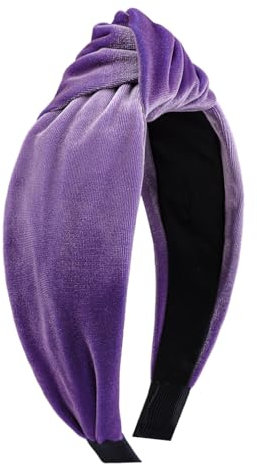 ONENINEDREAM Cerchietti in velluto da donna con nodo, alla moda, con nodo nella parte superiore, antiscivolo, in velluto, cerchietti per capelli per donne e ragazze, accessori per capelli, viola