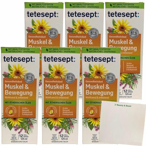 Tetesept Gesundheitsbad Muskel & Bewegung 6er Pack (6x125ml Flasche) + usy Block