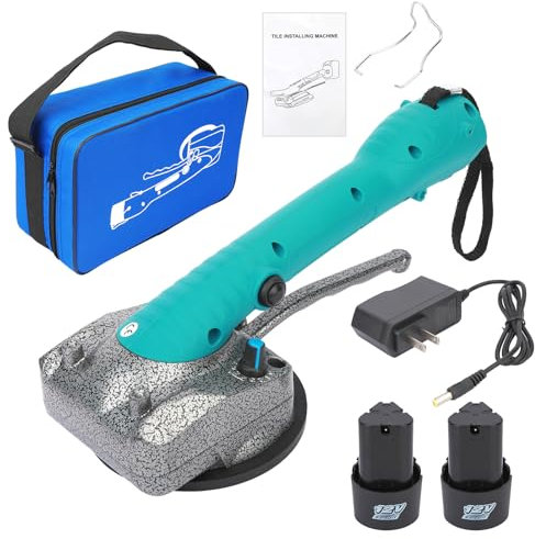 Cordless Tile Vibration Leveling Machine,Electric Handheld Tile Suction Vibrator,Battery Powered Tiling Machine Tile Vibration Tool with 5 Adjustable Speed,45kg Adsorption Capacity (Green)