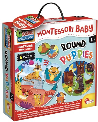 Lisciani - Montessori Baby - Runde Welpen - Formen- und Tierspiel - Mehrfarbig - Lernspiel für Kinder - Sensorische Erweckung - Von 1 bis 4 Jahren und älter - Hergestellt in Italien