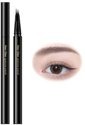 Landrain 4 Gabelspitzen Wasserfester Augenbrauenstift Härchenzeichnung, 24 Stunden Lang Anhaltendereyebrow Pencil (Grau-braun)