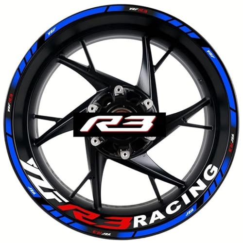 Motorrad Radnabe Aufkleber Aufkleber Reflektierende Wasserdichte Felge Streifen Band Aufkleber Änderung Dekorieren Für Yamaha YZF R3 (Größe : 15)