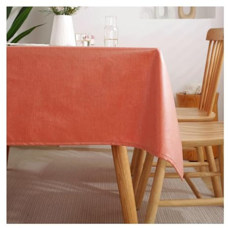 BCughia Tischdecke 135x220 Orange, Tischdecke Abwaschbar Couchtisch Rechteckig Polyester Einfarbig Tischbedeckung für Küche Esstisch Dekoration