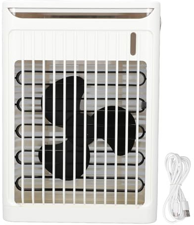 Aire acondicionado portátil, 2 nieblas frías, ventilador de 5 velocidades, 7 LED, tanque de 680 ml, mini enfriador USB, humidificador de niebla para oficina en casa