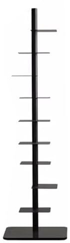 ZPRYZHD Bücherturm Freistehend, Modernes Offenes, Unsichtbares Bücherregal für Kleine Räume, Bodenstehendes 9-Lagiges Präsentationsregal für das Home-Office, Regale fürs Wohnzimmer(Black)