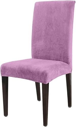 1/2/4/6 Stück Stuhlhussen in Universalgröße, große elastische Stuhlhussen aus Jacquard-Stoff und Samtstoff, Sitzbezug für Esszimmer, Plüsch, Flieder, Plüsch-Flieder, 1 Stk