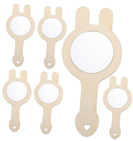 Gogogmee 6st Holzspiegel Tragbare Mini-Spiegel Tragbarer Spiegel Spiegelspielzeug Für Den Haushalt Sonntagsschule Basteln Lernspielzeug Spiegel Selbst Bemalen Handspiegel Hölzern