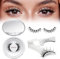 Magnetische Wimpern natürlicher Look, wiederverwendbares Magnet Wimpern Set mit Applikator, kein Kleber nötig Wimpern magnetisch QUEWEL einfach zu tragen und zu entfernen mit Anleitung (Set-D-1 Paare)