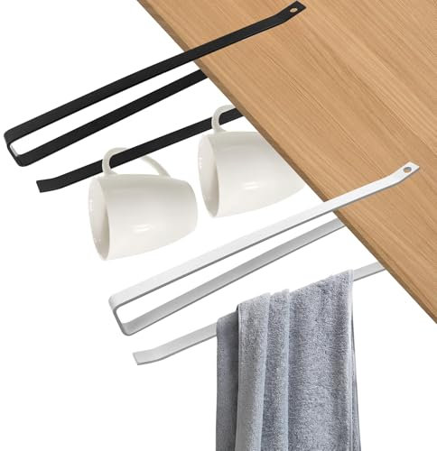 2 Stück Rollenhalter Unter Schrank, Papier Rollenhalter Ohne Bohren, Küchenrollenhalter Schrank,Papier Handtuch Rollenhalter, Hängen Papierhandtuchhalter für Badezimmer Schlafzimmer Küche