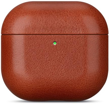 Haobobro [Custom Series] für AirPods 4. Generation Leder Hülle - Handgefertigt AirPods 4 Ledercase - Stoßfest AirPods 4 Schutzhülle Lederhülle - AirPods 4 Leather Case Cover - Braun