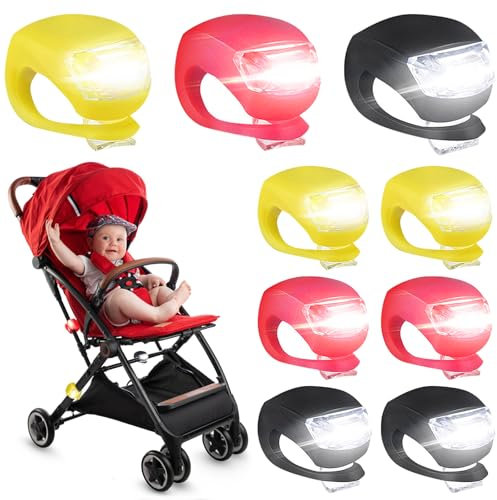 Set of 9 Bike Lights Front and Back, Waterproof Bike Lights Front and Back for safety indication, Slight Bicycle Lights for kids bikes, outdoor, running, activity grouping (white, red and yellow)