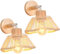TOKIUS Lot de 2 Appliques Murales Interieurs Vintages Lampes Murales en Métal et Bambou Industrielles Plafonniers Luminaires E27 Rétro Réglable 180° éclairage Murale Cuisine Salon (A-en Bambou-2)