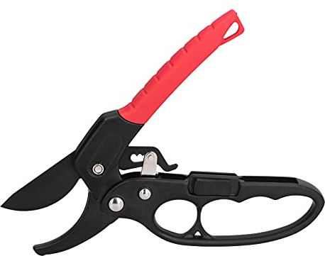 TOOLSGO Gartenschere Rot Schwarz Segmentierte Ratschen-Astschere Kraftsparend mit Schiebeschalter Gartenschere für Obstgarten Obstpflücken Gartenbeschneiden