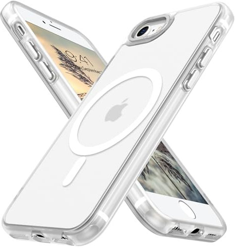 DUEDUE Magnetic for iPhone SE/7/8 Case [Fit for MagSafe] Shockproof Protection Anti-Scratch Slim Translucent Matte Back Case for Men Women for iPhone SE 2022/SE 2020/7/8-4.7, White
