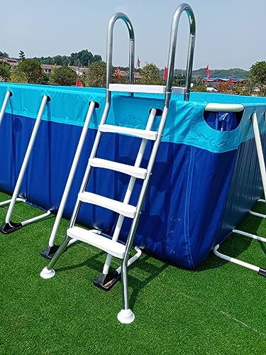 7LiuYueFei6 52 Inch High 4 Steps Pool Ladder Load 500 Lb, Anti Slip Pool Step Ladder for Swimming Pools Above Ground, Heavy Duty Above Ground Pool Ladder,Thicken 304 Stainless Steel Pool Ladder