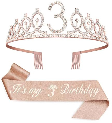 Geburtstagskrone Mädchen - Birthday Girl, Geburtstagsdeko 3 Jahre Mädchen, Deko 3. Geburtstag, Krone Geburtstag für Geschenk Party Zubehör