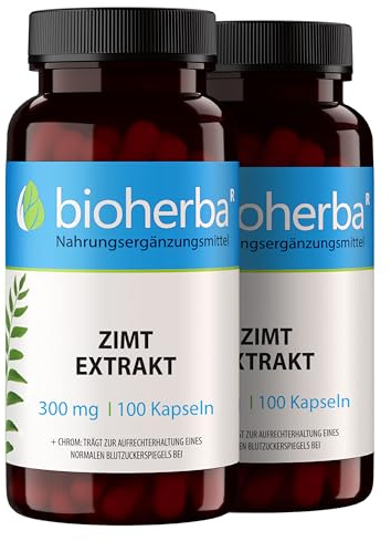 Zimt Kapseln – 200 Stück mit 300 mg hochwertigem Zimt-Extrakt von BIOHERBA PZN 18215238