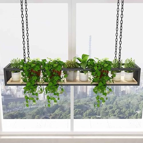 DMCHENGMA Pflanzen- und Blumentopfständer, schwebende Regale für die Küche, an der Decke montiertes Regal, Hängeregal, Deckenregal, Weinregal, hängendes Bücherregal(60x25x15cm)