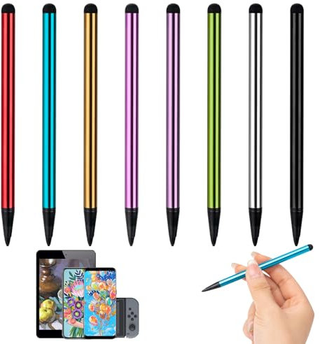 8 Pièces Stylet Universel pour écrans tactiles, Stylet Tactile Capacitif 2 en 1 Compatible avec iPhone iPad Pro Mini Huawei Samsung Galaxy Surface Lenovo Xiaomi Surface Chromebook