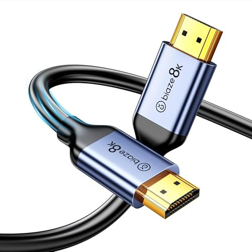 biaze 4K 8K HDMI2.1 Cable 48Gbps 5m,Ultra-High Speed HDMI Cable Braid - 4K:240Hz 8K:60Hz, HDR Compatible with Roku TV/PS5/4, Switch, Xbox/HDTV/Blu-Ray (HX37-5M)