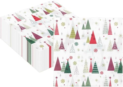 VITEVER 80 Stück Papierservietten Weihnachten Weihnachtsbaum Servietten 33x33cm 2-Schicht Winter Weihnachtsservietten Hirsch Weihnachtstisch Dekor