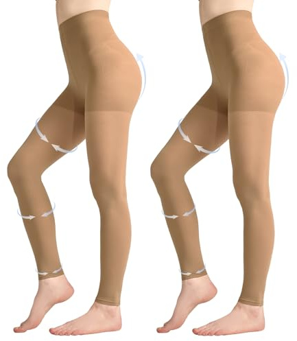 Aaronano Kompressions Strumpfhose Damen Blickdichte Shape Bauchweg 2 Paar