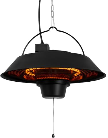 VONROC Infrarot Heizstrahler hängend für Terrasse - Deckenheizstrahler elektrisch mit Fernbedienung - Timer, 2 Heizstufen - Schwarz (1500, Watt, 240, Volt)