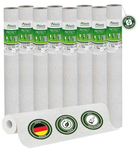 Veluxis Vliestapete 8er-Set PROTECT Gewischte – 10,05 m × 0,53 m | PROTECT Gewischte Putzstruktur, kratz- & stoßfest, rissüberbrückend, leicht zu reinigen, Made in Germany