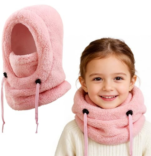 AYPOW Cagoule d'hiver Thermique pour Enfants 3-10, Multifonction Coupe-Vent Réglable Masque de Ski, Bonnet en Polaire Chaude, Casquette Cache-Cou Tour de Cou écharpe pour Garçons Filles Plein Air